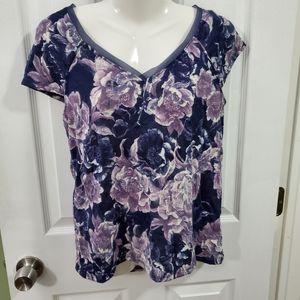 Purple floral blouse